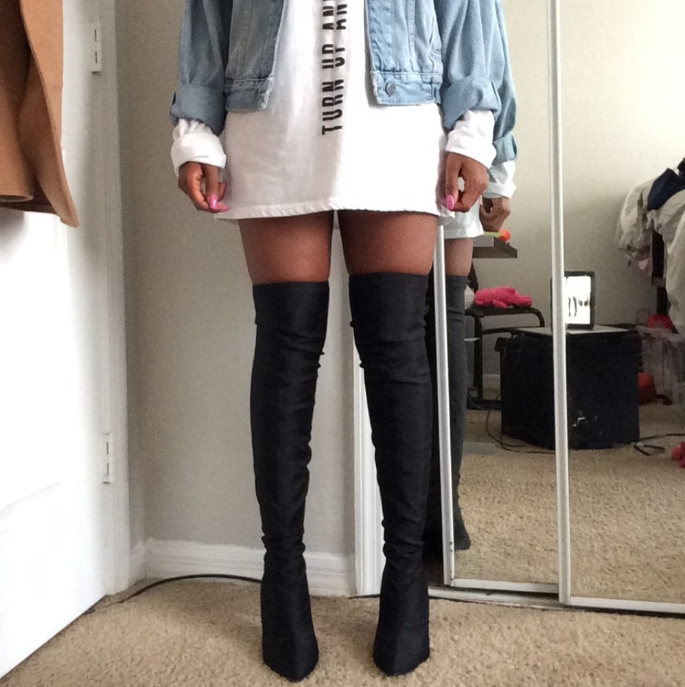 Black Thigh High Boots